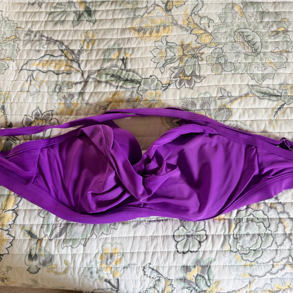 Athleta Purple Twist-Front Bandeau Bikini Top